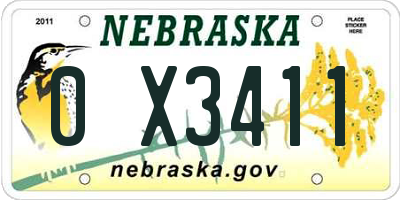NE license plate 0X3411