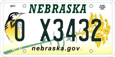 NE license plate 0X3432