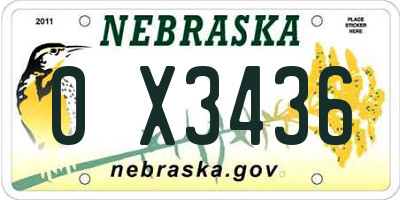 NE license plate 0X3436