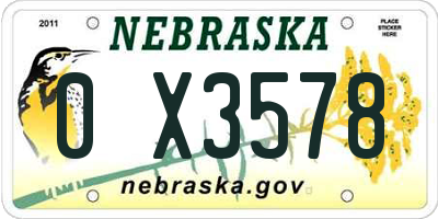 NE license plate 0X3578