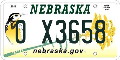 NE license plate 0X3658