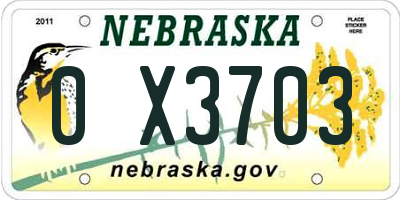 NE license plate 0X3703