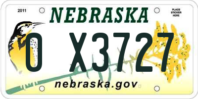 NE license plate 0X3727