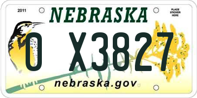 NE license plate 0X3827
