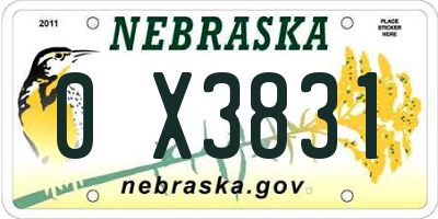 NE license plate 0X3831