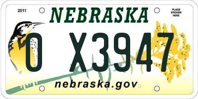 NE license plate 0X3947