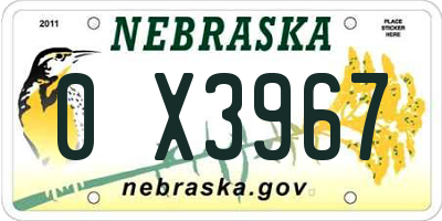 NE license plate 0X3967