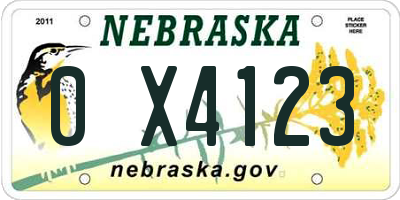 NE license plate 0X4123