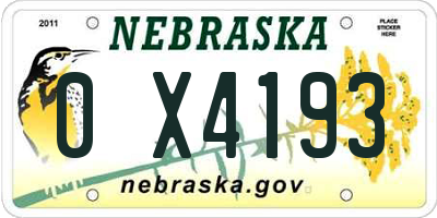 NE license plate 0X4193
