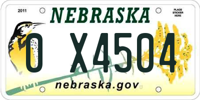 NE license plate 0X4504