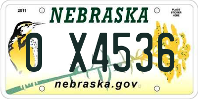 NE license plate 0X4536