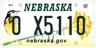 NE license plate 0X5110