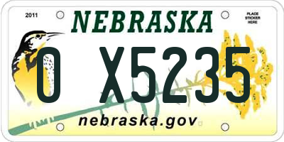 NE license plate 0X5235