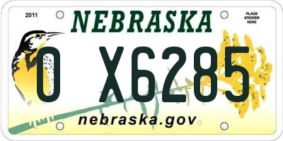 NE license plate 0X6285