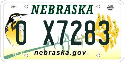 NE license plate 0X7283