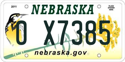 NE license plate 0X7385