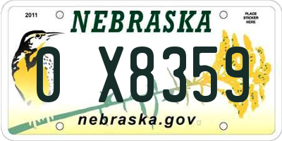 NE license plate 0X8359