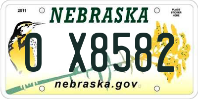 NE license plate 0X8582