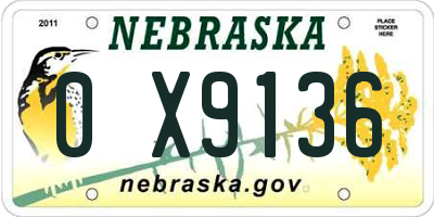NE license plate 0X9136