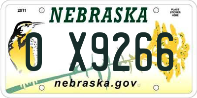 NE license plate 0X9266