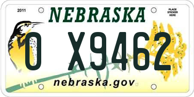 NE license plate 0X9462