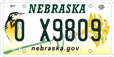 NE license plate 0X9809