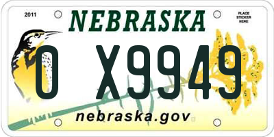 NE license plate 0X9949