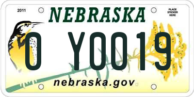 NE license plate 0Y0019