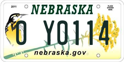 NE license plate 0Y0114