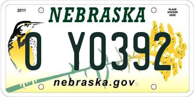 NE license plate 0Y0392