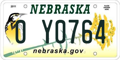NE license plate 0Y0764