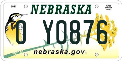 NE license plate 0Y0876