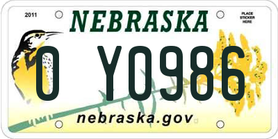 NE license plate 0Y0986