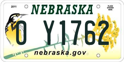 NE license plate 0Y1762