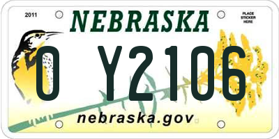 NE license plate 0Y2106