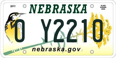 NE license plate 0Y2210