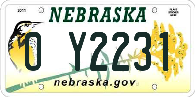 NE license plate 0Y2231