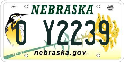 NE license plate 0Y2239
