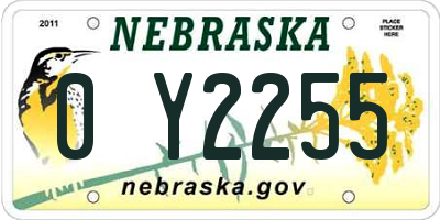 NE license plate 0Y2255