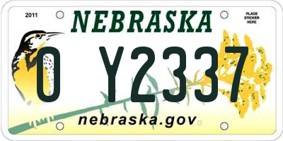 NE license plate 0Y2337
