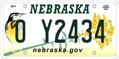 NE license plate 0Y2434