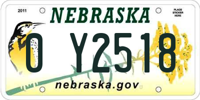 NE license plate 0Y2518