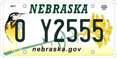 NE license plate 0Y2555