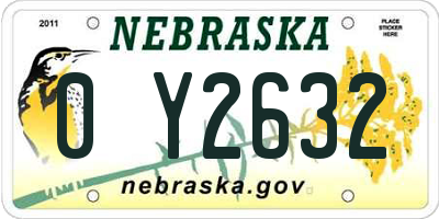 NE license plate 0Y2632