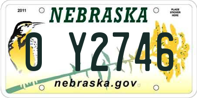 NE license plate 0Y2746