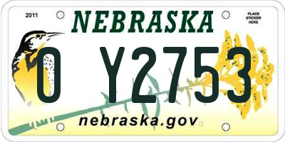 NE license plate 0Y2753