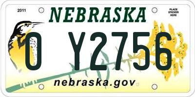 NE license plate 0Y2756