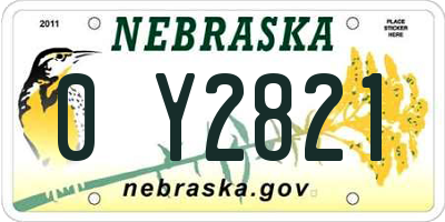 NE license plate 0Y2821