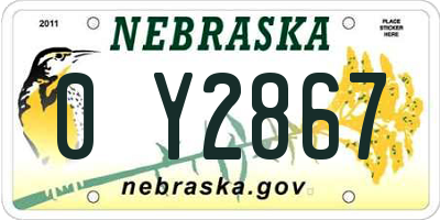 NE license plate 0Y2867