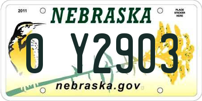 NE license plate 0Y2903